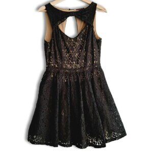 MATERIAL GIRL Fit & Flare Black Lace Ruffle Mini Dress Junior Girl Sz L